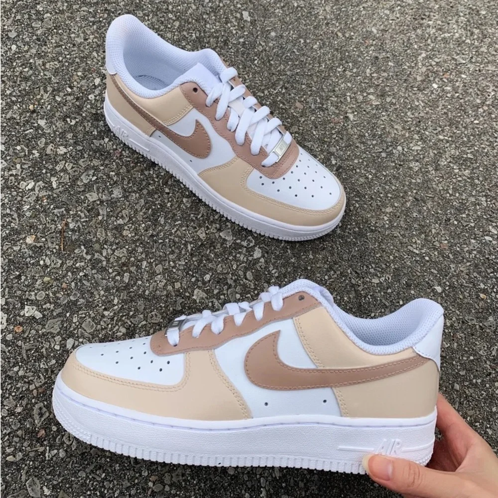 Nike custom brown beige Air Force 1S - Picture 2 of 3